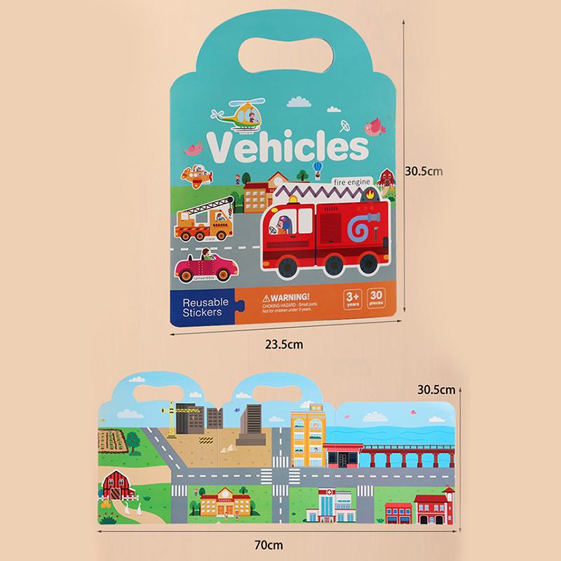 Reusable Bubble Sticker Book Set - 6 Themed Portable Activity Books Perfect for Kids' Imaginative Play and Fine Motor Skills