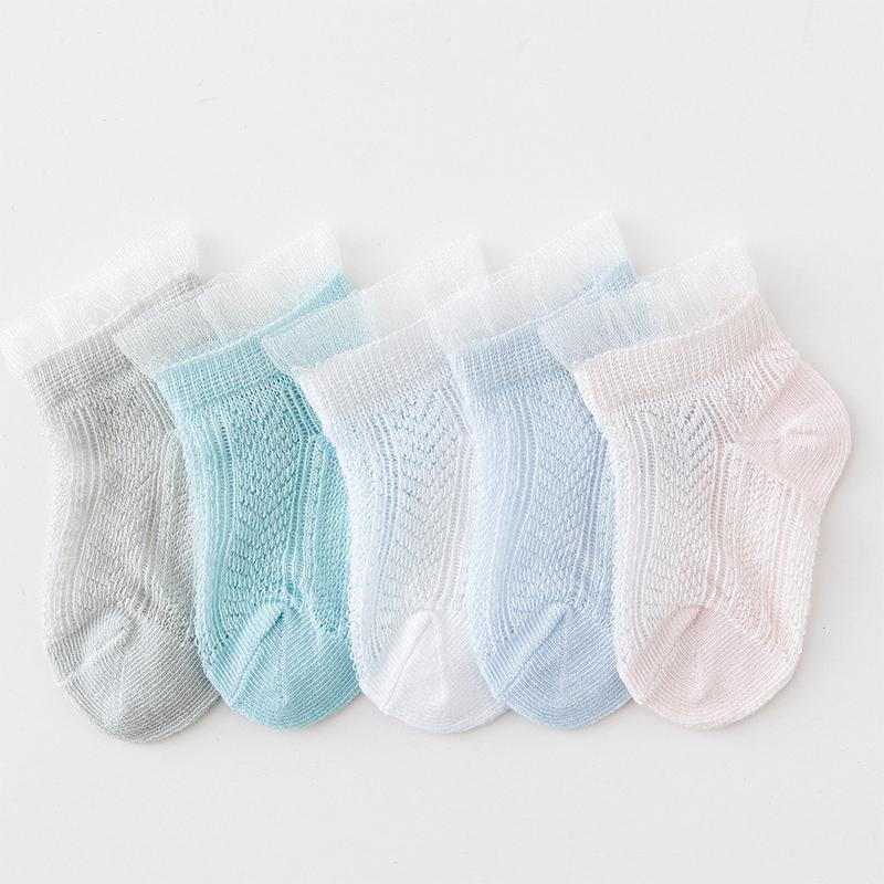 5 Pairs/lot Newborn Baby Socks Boys Girls Summer Socks Kids 100% Cotton Breathable Thin Baby Boy Socks Mesh Infant Boat Sock