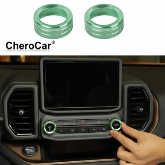 2PCS Center Console Audio Switch Knob Trim Ring For Bronco Sport -2025 Green