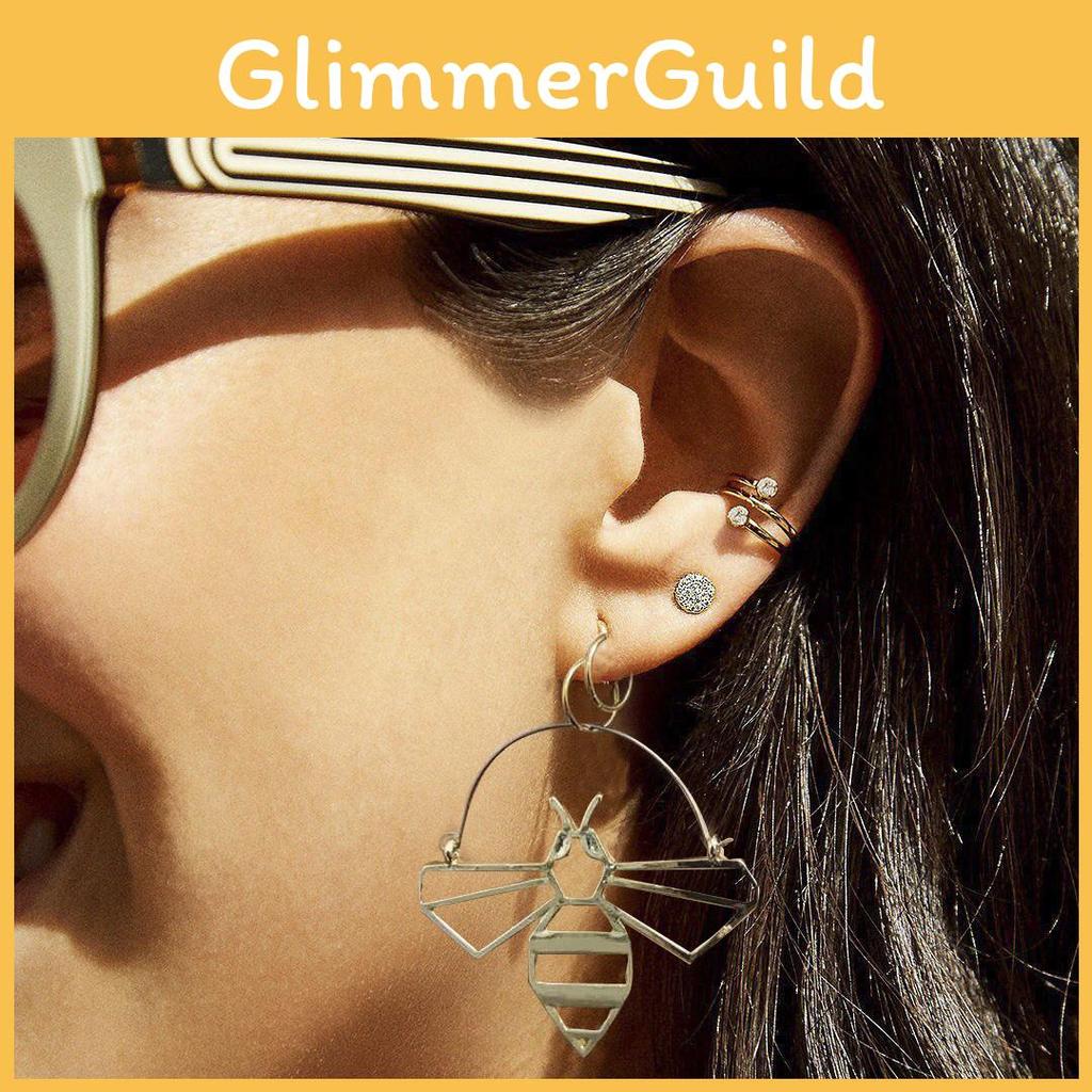 Bee Dangle Fashionable Earrings Alloy Hollow Hoop Set Women For