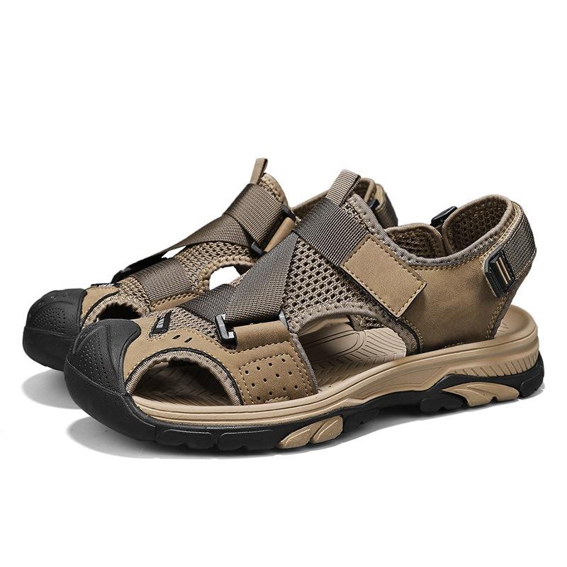 

Amazon temu shrimp skin express sales through ozno Douyin men 2025 new outer wear bag head sandals men hollow breathable 46 хакі