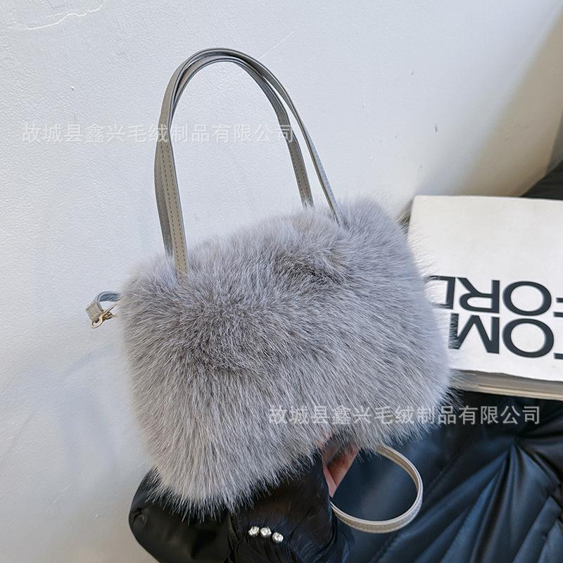 Autumn and Winter New Storage Portable Plush Bag High-end Texture Fashionable Fluffy Versatile Bag Messenger Fluff