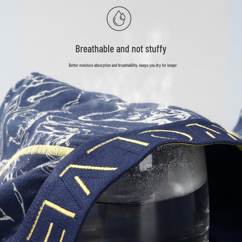 Septwolves Men's High-Elastic Antibacterial Cotton Boxer Briefs 3-Pack