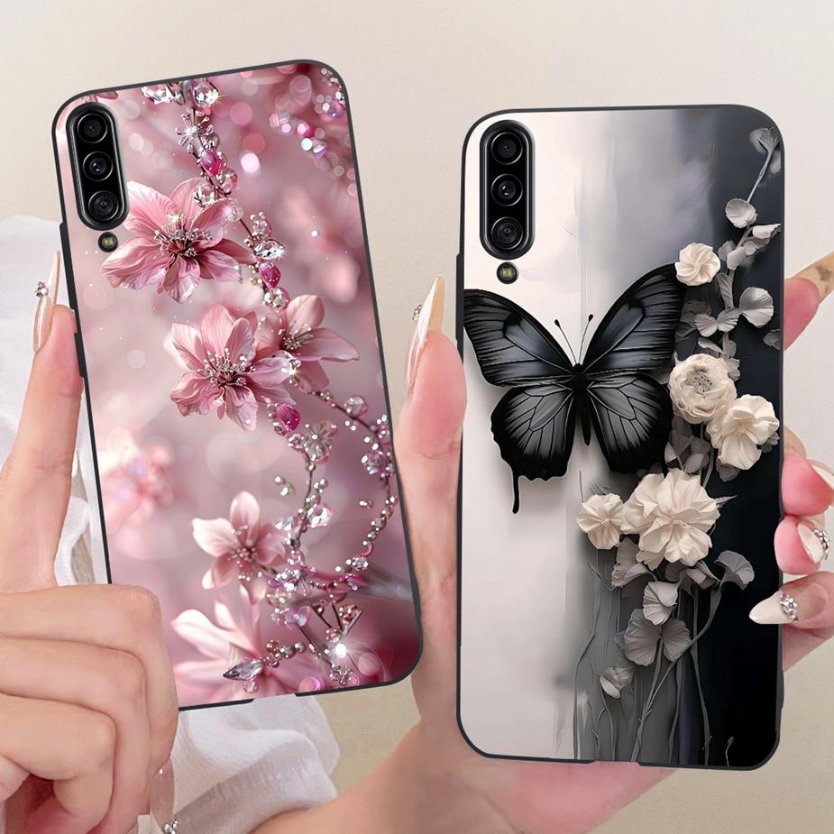 For Samsung Galaxy A90 5G Case SM-A908B Luxury Flowers Butterfly Painted Cover Soft Slim Phone Case For Samsung A90 A 90 5G Bags