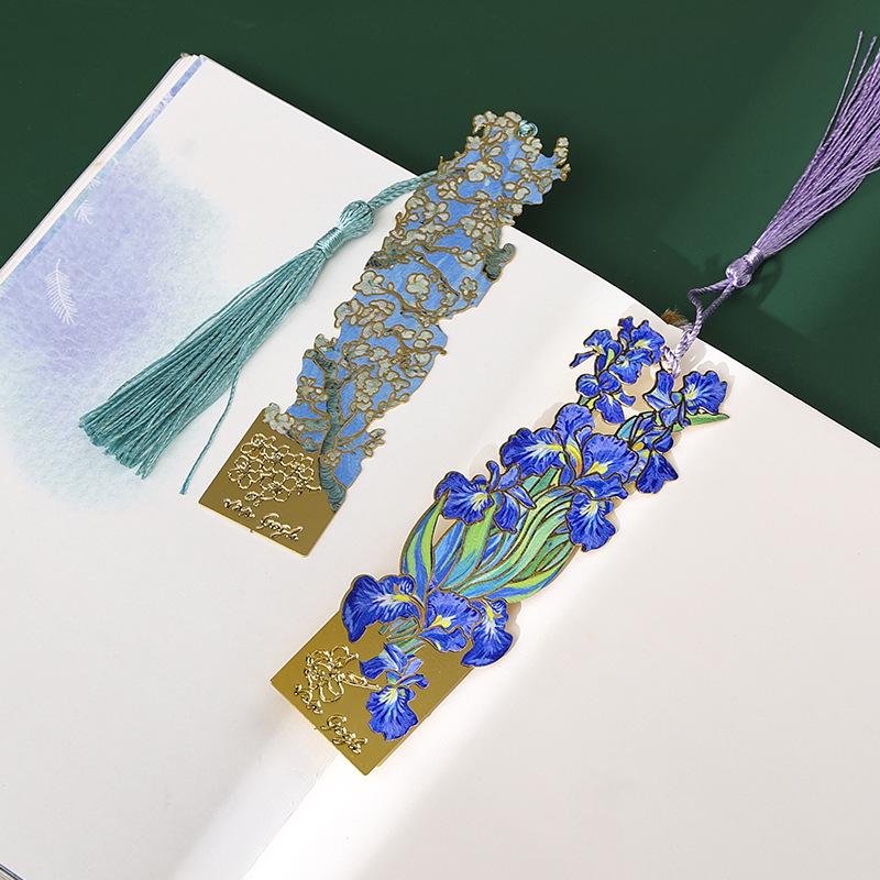 Exquisite Van Gogh Sunflowers Metal Bookmark - Retro Oil Painting Design, Cultural Souvenir