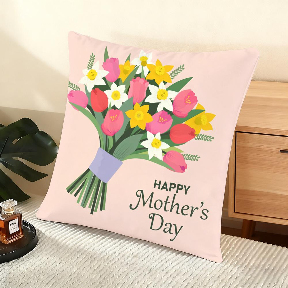 Mother'S Day Cushion Cover Soft Short Plush Pillow Cover Smooth Cozy Texture Aesthetic Cushion Case Home Decor