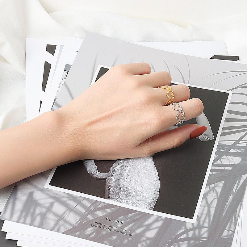 Minimalist Hollow Heart Index Ring For Women Fashionable Personalized Trendy Light Luxury Statement Jewelry