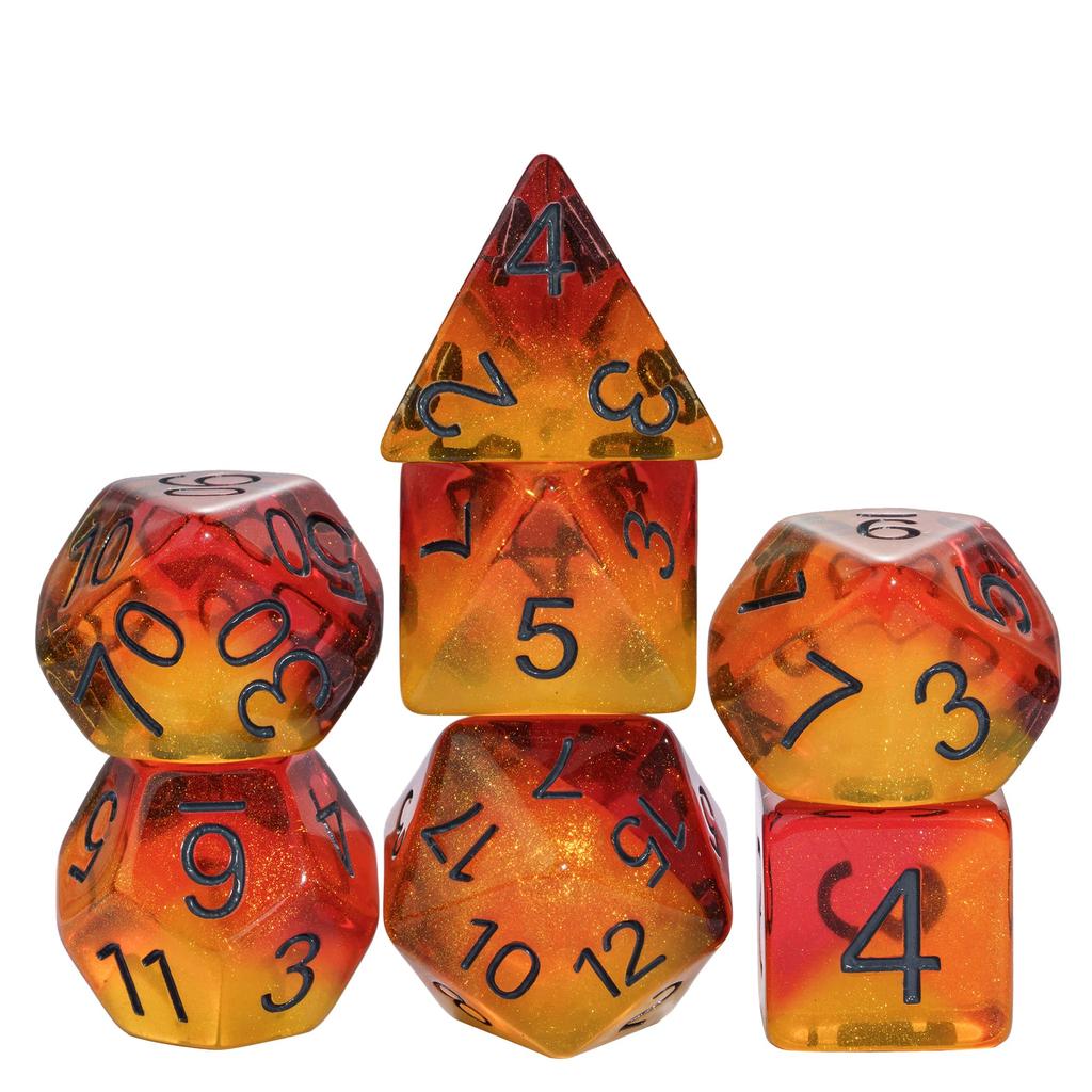 Cusdie Multi-color DND Dice Resin Glitter D4-D20 Polyhedral Dice Set for Dungeons and Dragons Tabletop Role Playing Board Game