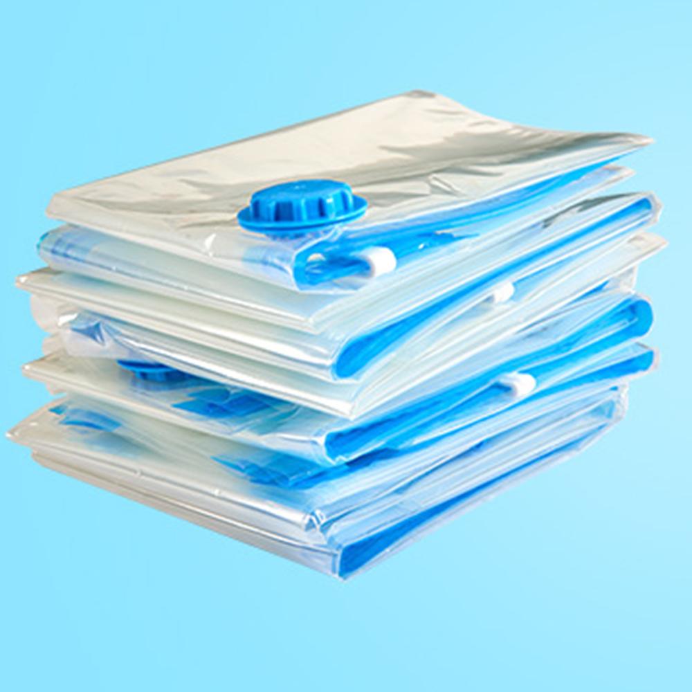 5pcs Vacuum Storage Bags,Transparent Sealed Compressed Bag with Pump,Travel Space-Saving Dustproof Storage Organiser for Clothes
