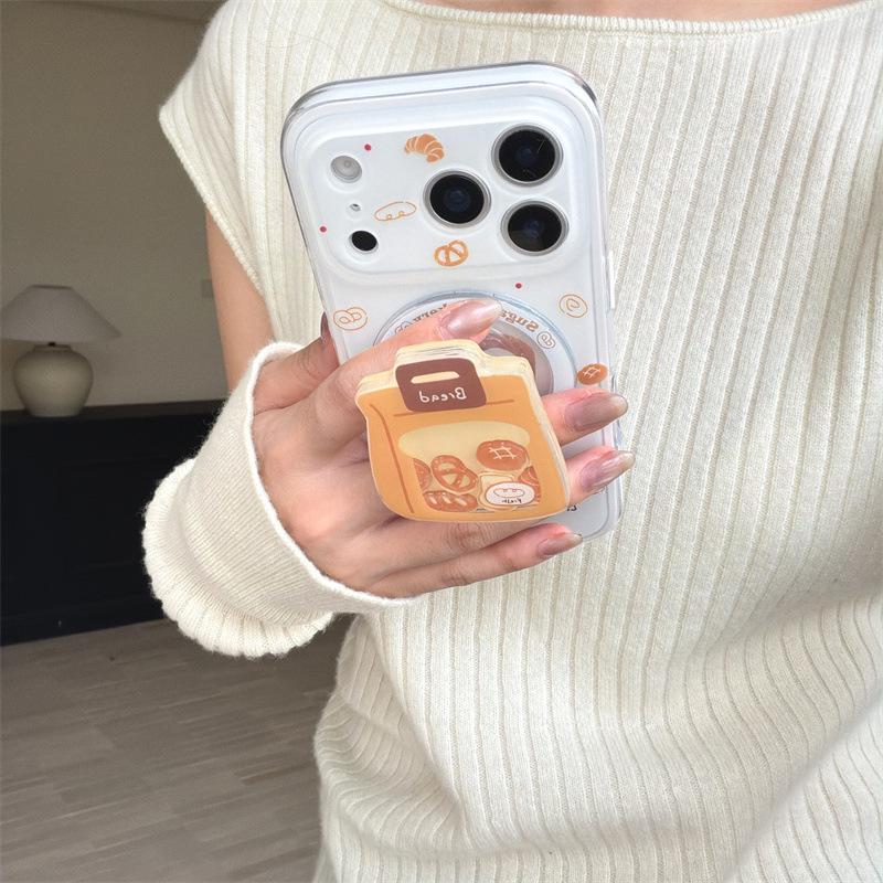 Korean Style Bread Shake Magnetic Stand iPhone 17/16 Pro Max/15/14 Case for Women