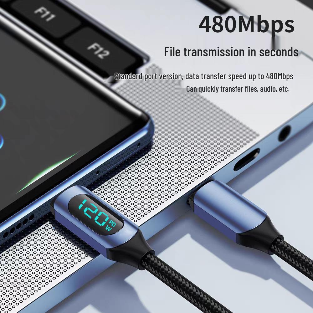 Dual Type-C 120W Fast Charging Cable for Apple 15/16 and Huawei Laptops (6A)