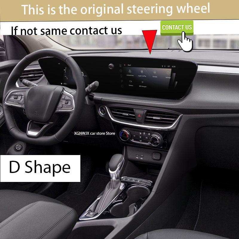

Индивидуальный чехол на руль автомобиля для Buick Encore Gx 2024 года Sport Touring D Shape, черный ажурный кожаный и искусственный