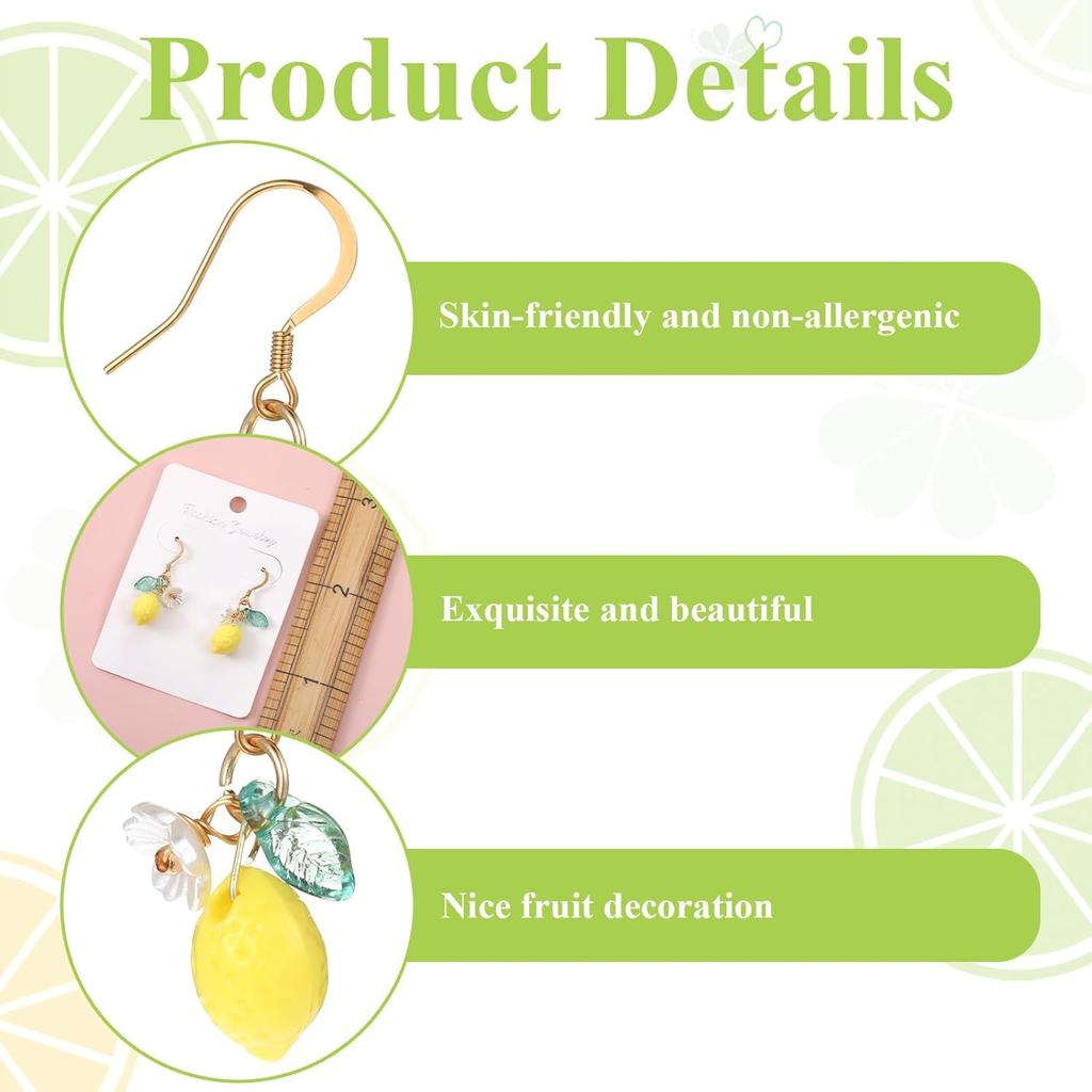 Cute Lemon Dangle Earrings for Women, Resin Yellow Lemon Hoop Earrings Minimal Fashion Fruits Dangling Earring for Women Sweet Earring