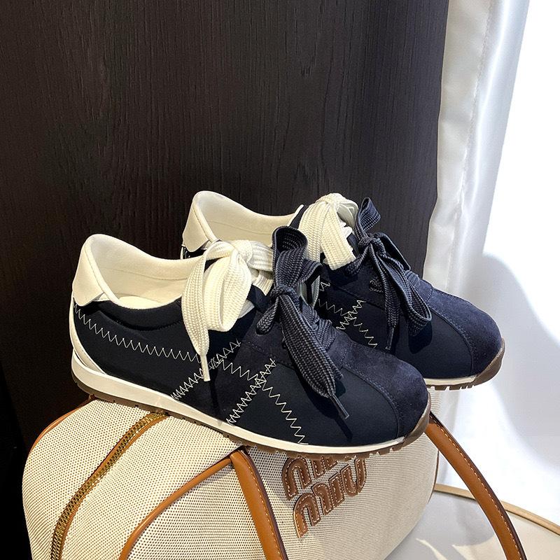 

Версия из коровьей кожи~ Шнурки мандаринки, низкие, повседневные, со скрытой платформой, спортивная обувь, женские балетки 40 темно-синий