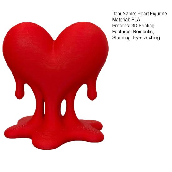 Melting Heart Sculpture 3D Printed Dripping Heart Figurine Romantic Modern Home Decoration for Room Desk Shelf Decor
