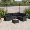 VidaXL Garden Lounge Set 7 Pcs with Cushions Black Wicker 3224137