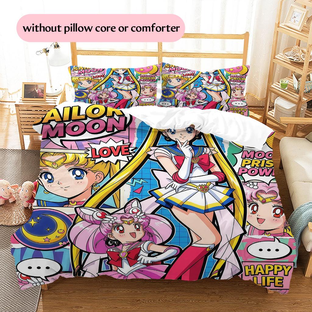 Set Copripiumino Trapuntato con Fantasia Sailor Moon Decorazione per la Casa Regalo (1 * copripiumino + 2 * federe senza imbottitura)