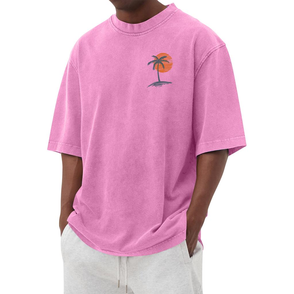 Men's Printed Round Neck T-Shirt Casual Sports Short-Sleeve Top