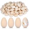 100Pcs Wooden Fake Eggs Easter Decorations Smooth Surface Paintable Craft Eggs for DIY Projects Desktop Display Holiday