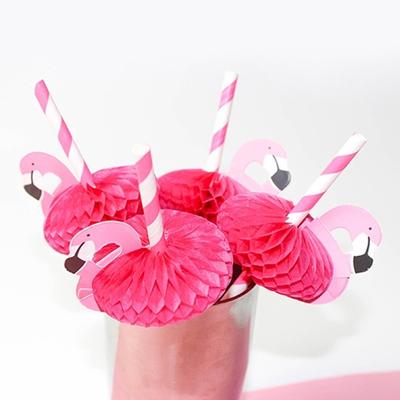 5Pcs Rosa Flamingo Papier Strohhalme Luau Tropical Beach Party Barware Favor