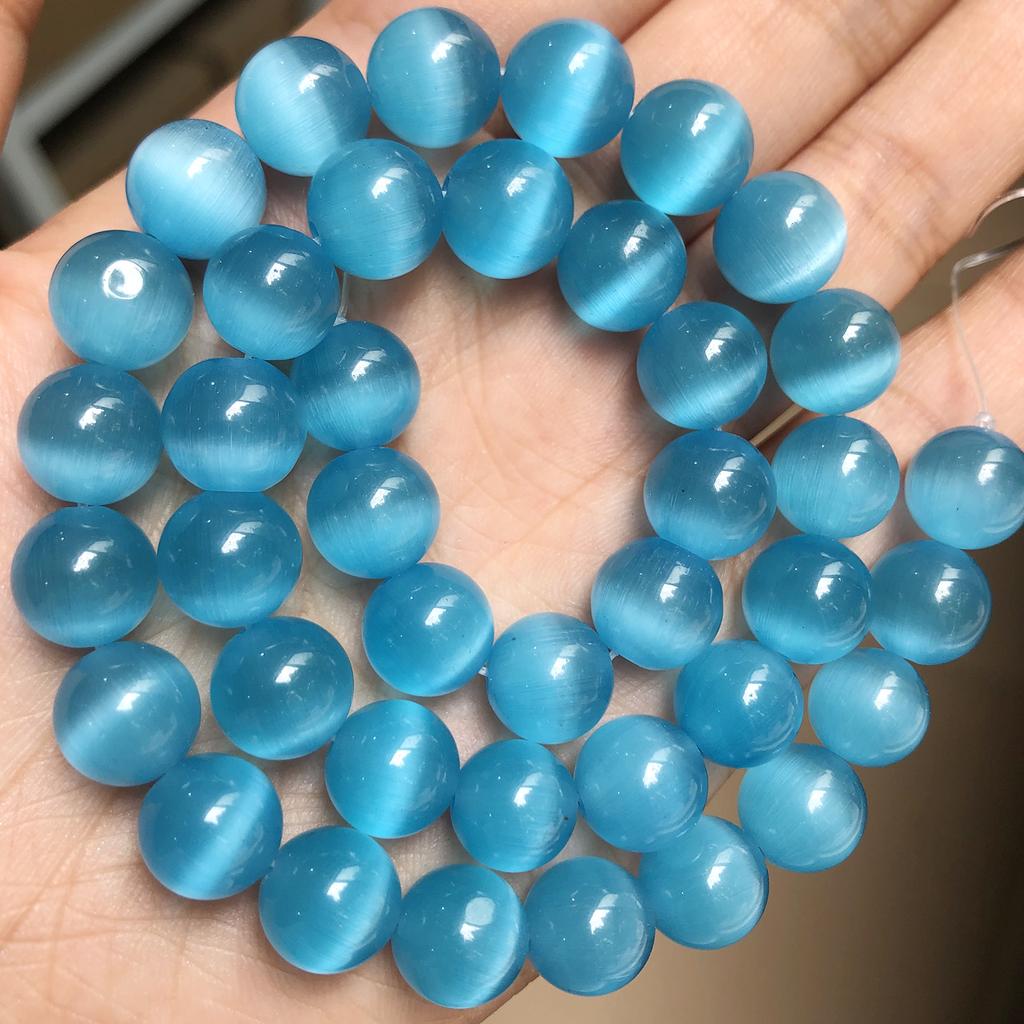 4/6/8/10/12mm Pink Color Cat Eye Opal Beads Natural Stone Glass Loose Beads for Jewelry Making DIY Bracelets Accessories 15''