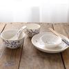 Set da 6 Pezzi Ciotole per Riso Giapponesi, Bacchette, Cucchiaio, Stoviglie in Ceramica per la Casa, Piatto Singolo per Cibo
