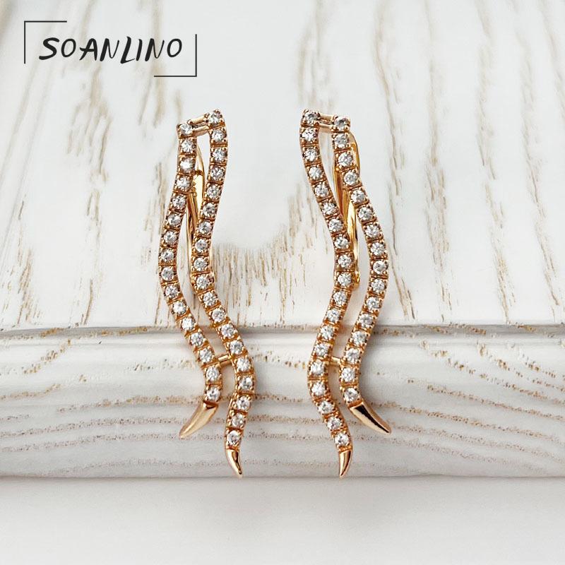 

SOANLINO New Design Zircon Geometric Long Earrings