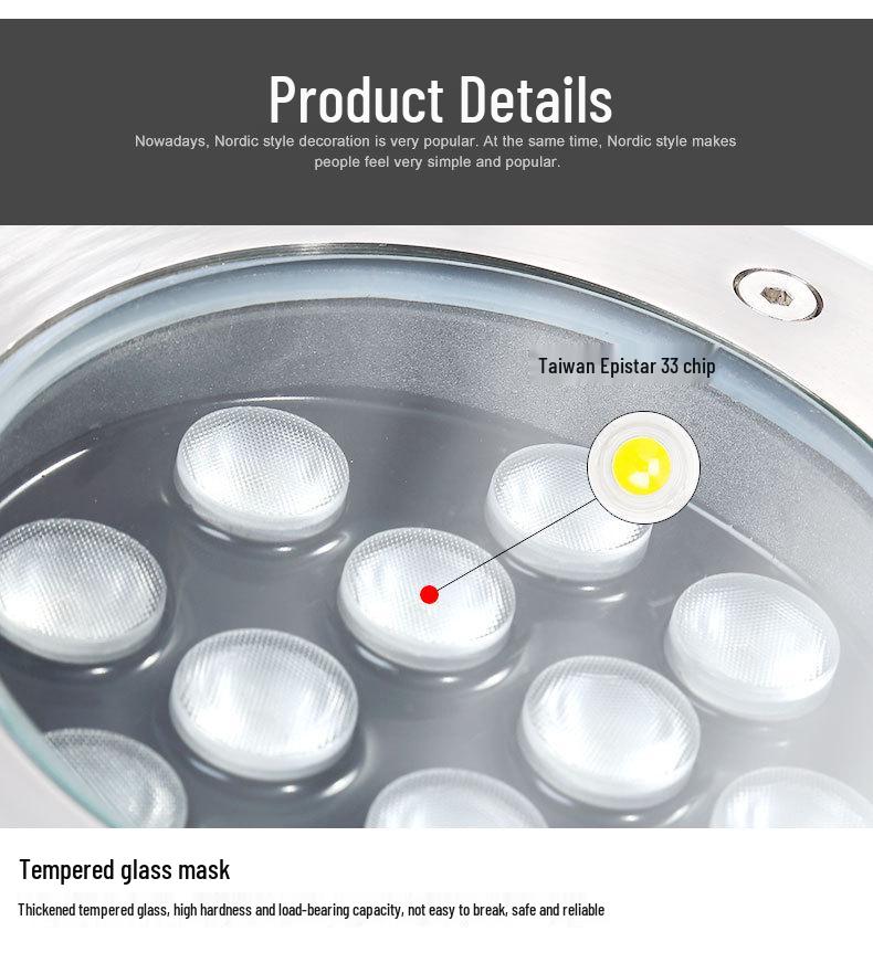 Low Voltage 12V-24V Outdoor LED In-Ground Light: Waterproof, Stainless Steel for Parks and Courtyards