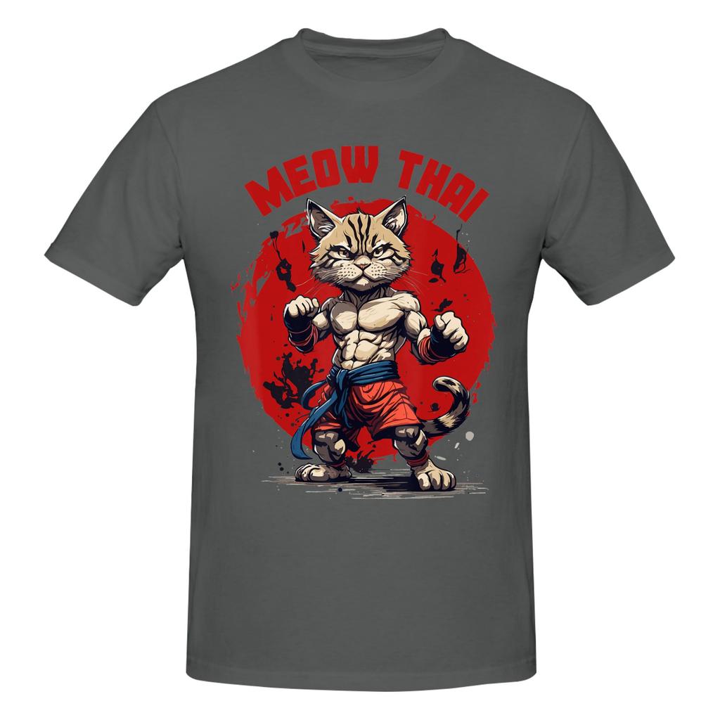 Piece Muscle Cat Graphic Funny Cotton TShirt Meow Thai Tees Tops For Unisex