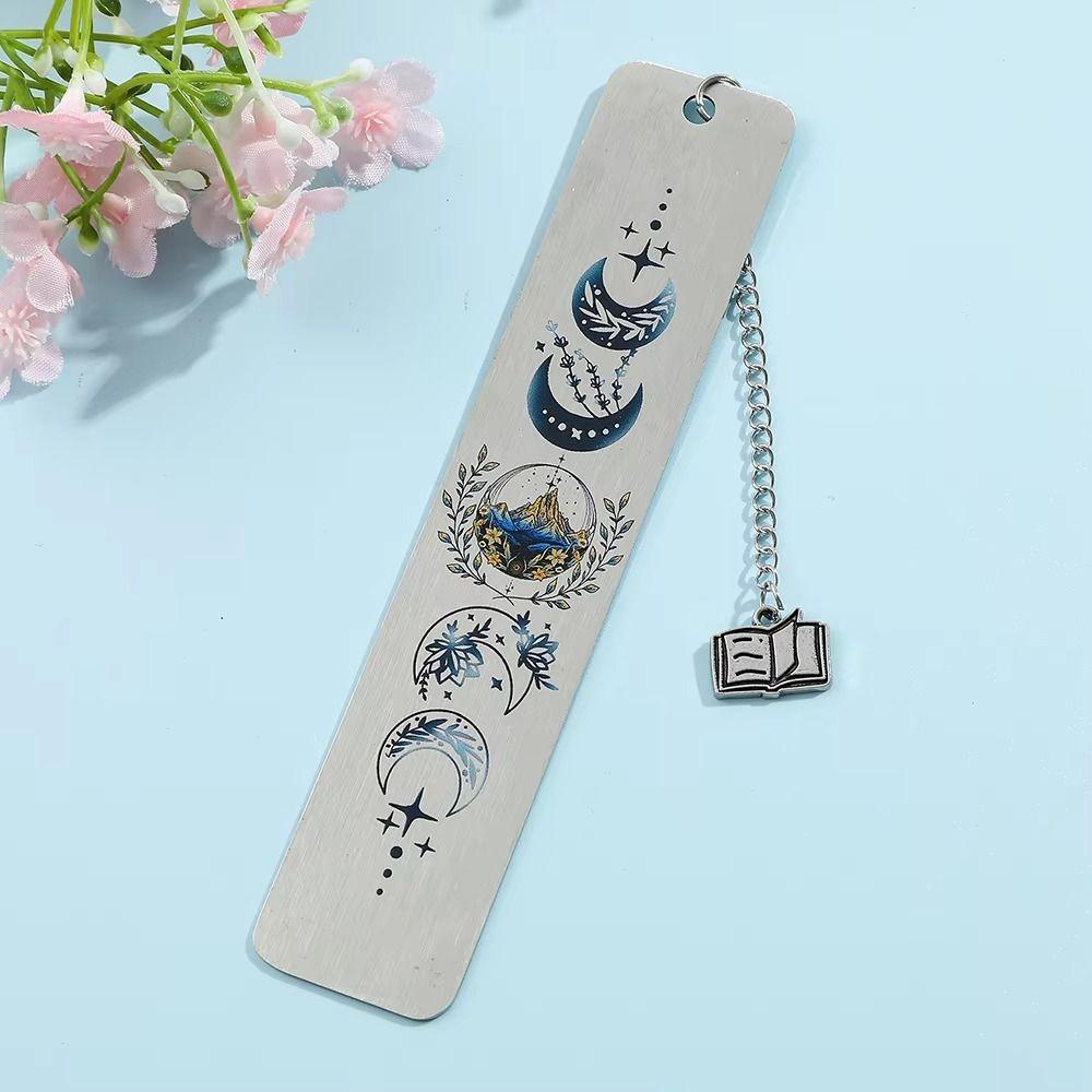 2025 Moon Pattern Book Mark Personalized Stainless Steel Book Loves Stationery Page-Marking Embellished Book Accessory