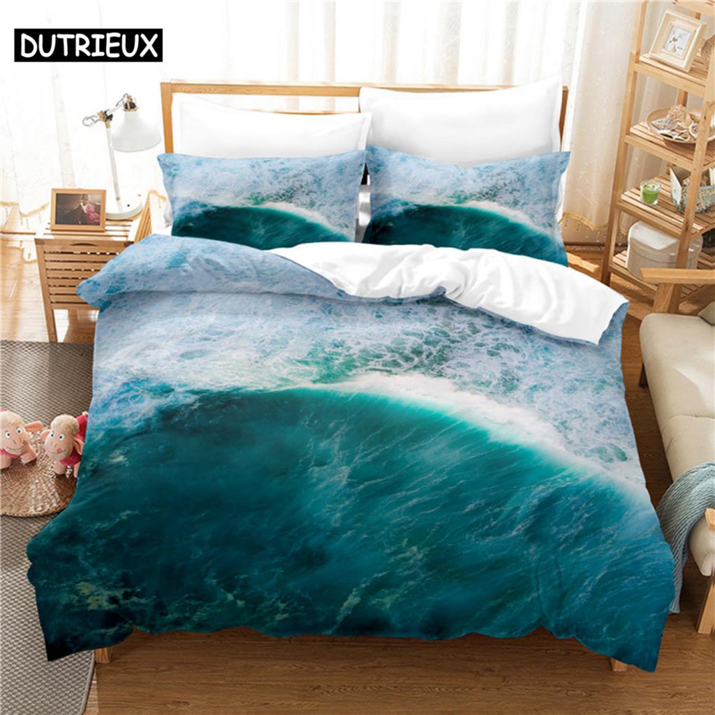 Comforter 3D Digital - Printed Beautiful Ocean - Themed Queen - Sized With Fashionable Design