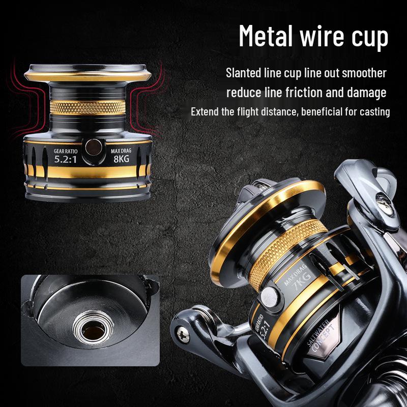 Vodotěsný celokovový rybářský naviják Bear King - 9+1 ložisek, 5.2:1 Převodový poměr, pro mořský rybolov, lov amurů bílých a bolenů.