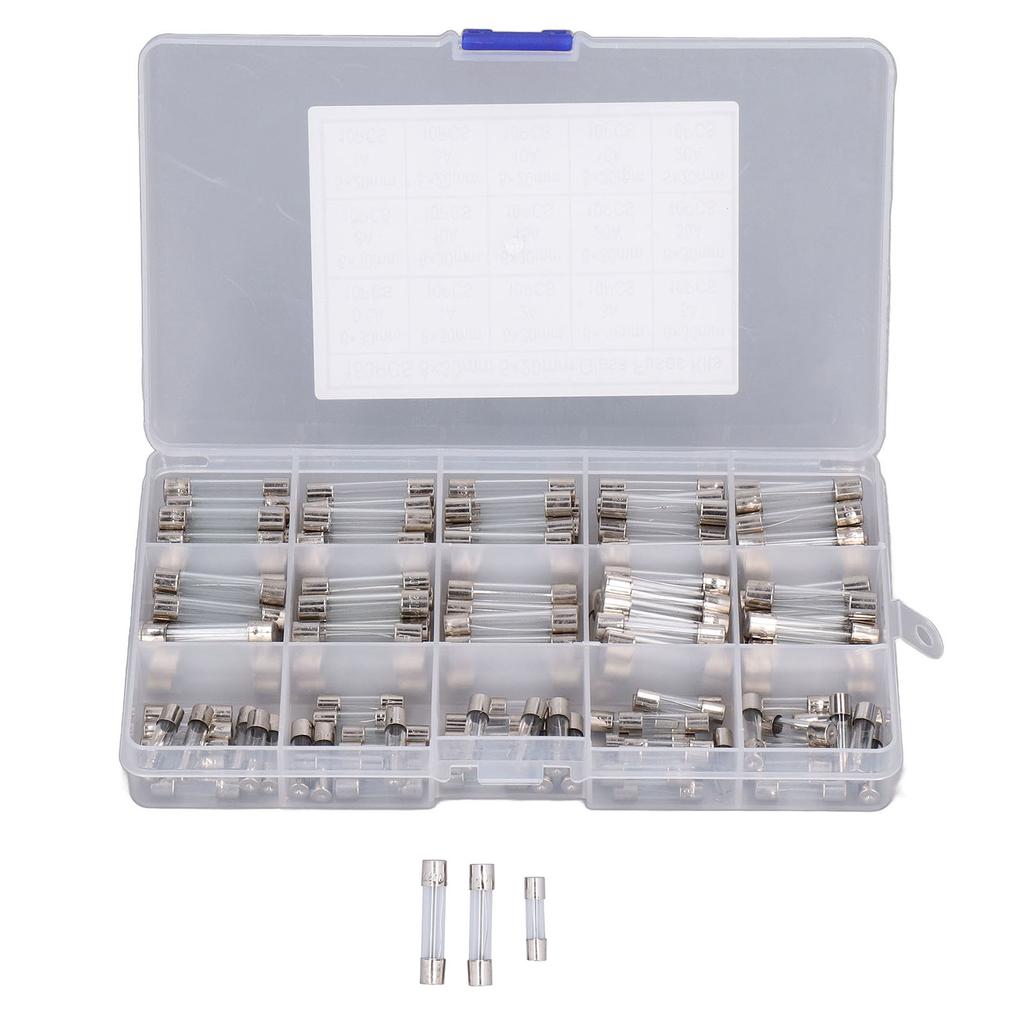 150 stk glasssikringer legeringsrørsikring assortert sett for husholdningsapparater 15 forskjellige modeller