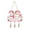 Santa Claus Wall Ornament Merry Christmas Wooden Door Hanging Sign with Bells, Rustic Snowman Black Cat Xmas Window Hanger Tree Reindeer Decorative