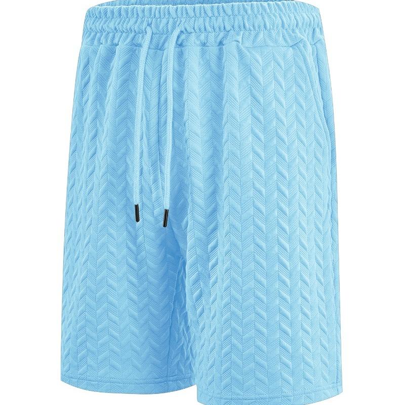 Loosepure Color Jacquard Cloth Tie Men's Casualshorts Beach Shorts