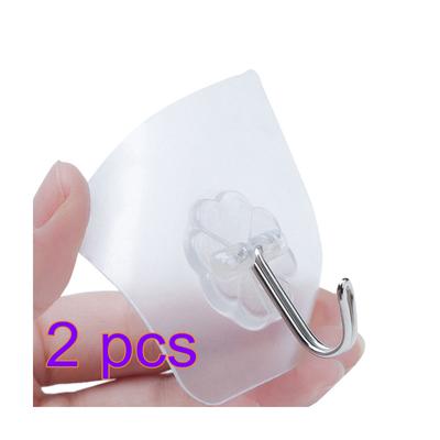 Pack of 2 Hangers Wall Self-adhesive Removable Hooks Kitchen Plastic Storage Towel Organization Door Tile Mirror Organizer