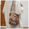 BEIBAOBAO New Canvas Embroidered Small Square Bag Cute Cartoon Small Bear One Shoulder Bags Fashionable Exquisite Design Rivet Women's Messenger Bag