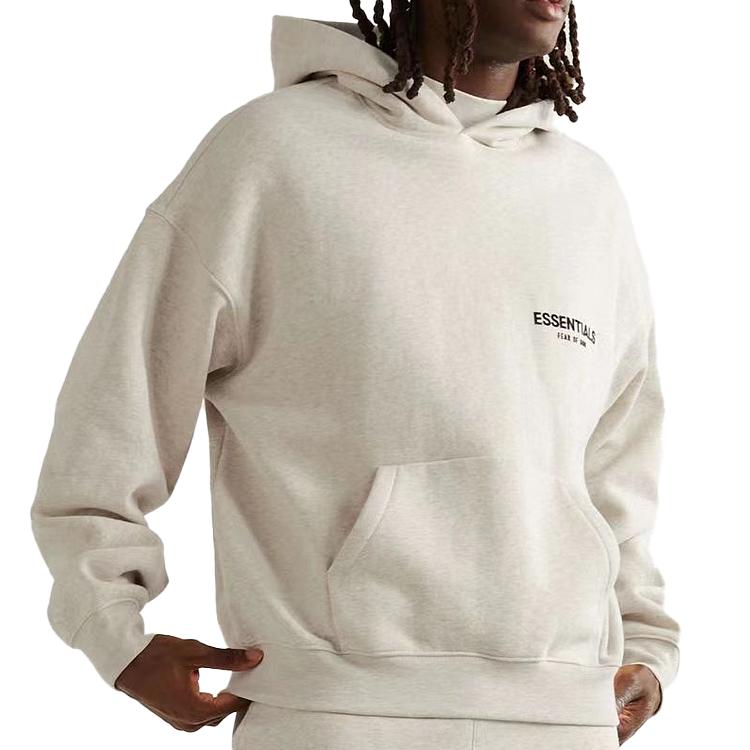 Fear Of God Essentials FW22 Solid Logo Print Pullover Hoodie Men hoodies Light-Oatmeal FOG-FW22-1125