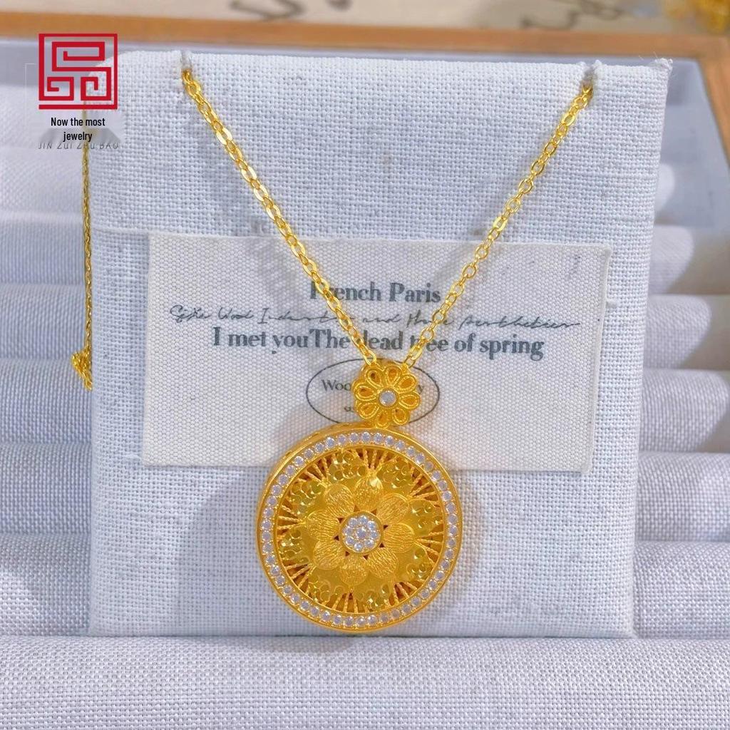 New Chinese Style Rhinestone Inlaid Moon Compass Pendant with Double-Layer Braided Rope for Autumn/Winter Sweaters