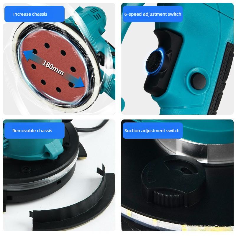 Portable Electric Wall Polishing Machine Self Suction Drywall Sander Short Handle Wall Handheld Sandpaper Machine Ultra Light