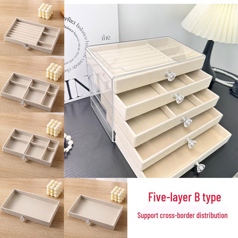 Five-Layer Acrylic Jewelry Storage Box - Earring, Necklace, Ring Organizer with Large Capacity and High-End Design