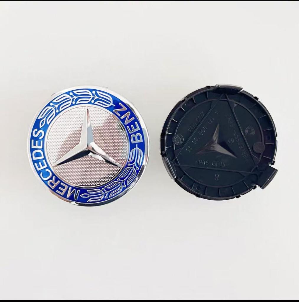 4 Replacement Parts of 75mm Wheel Hub Cover Logo, Car Wheel Center Cover Wheel Outer Sticker, Suitable for Mercedes Benz A, B, C