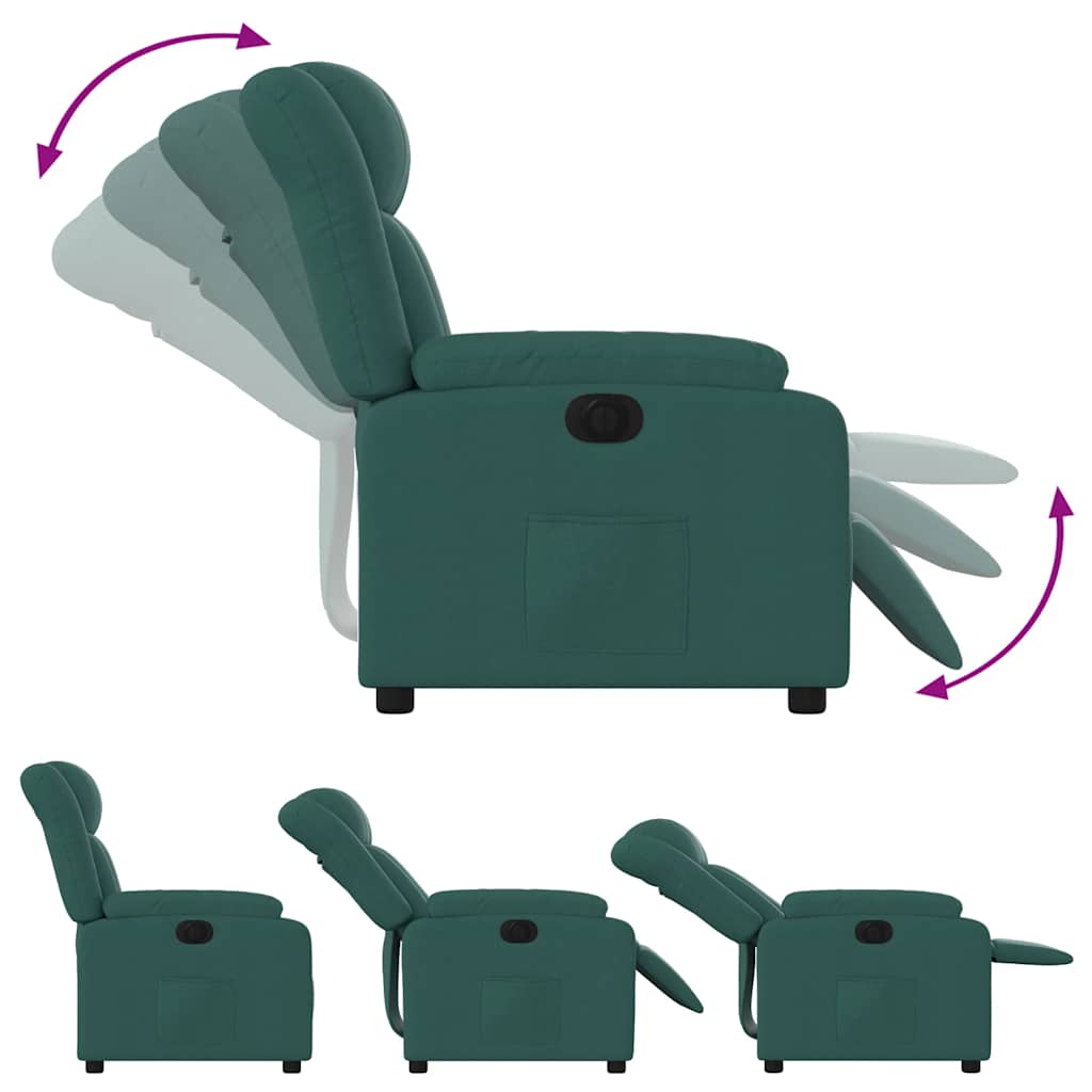 Vidaxl Electric Recliner, Dark Green, Fabric Upholstered