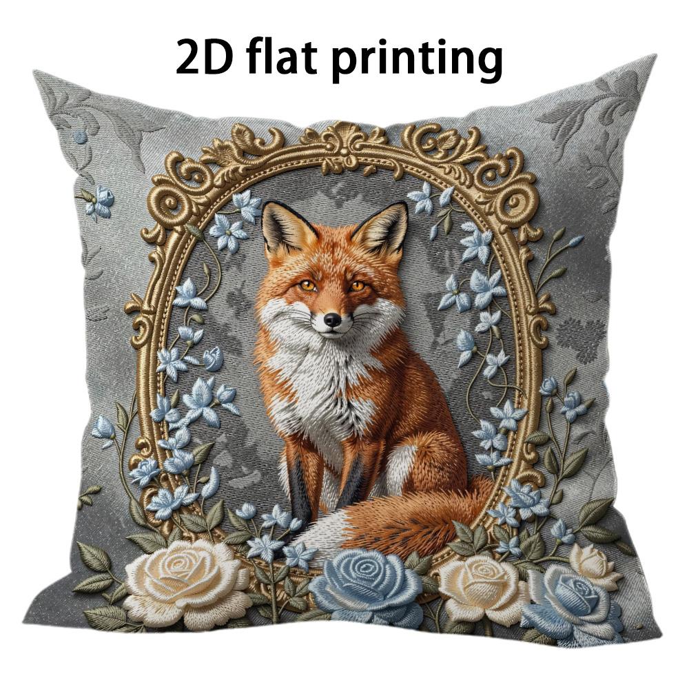 1pc Vintage Victorian Animal Square Throw Pillow Covers Cat Rabbit Fox Owl Floral Decorative Pillowcases for Home Sofa Bedroom