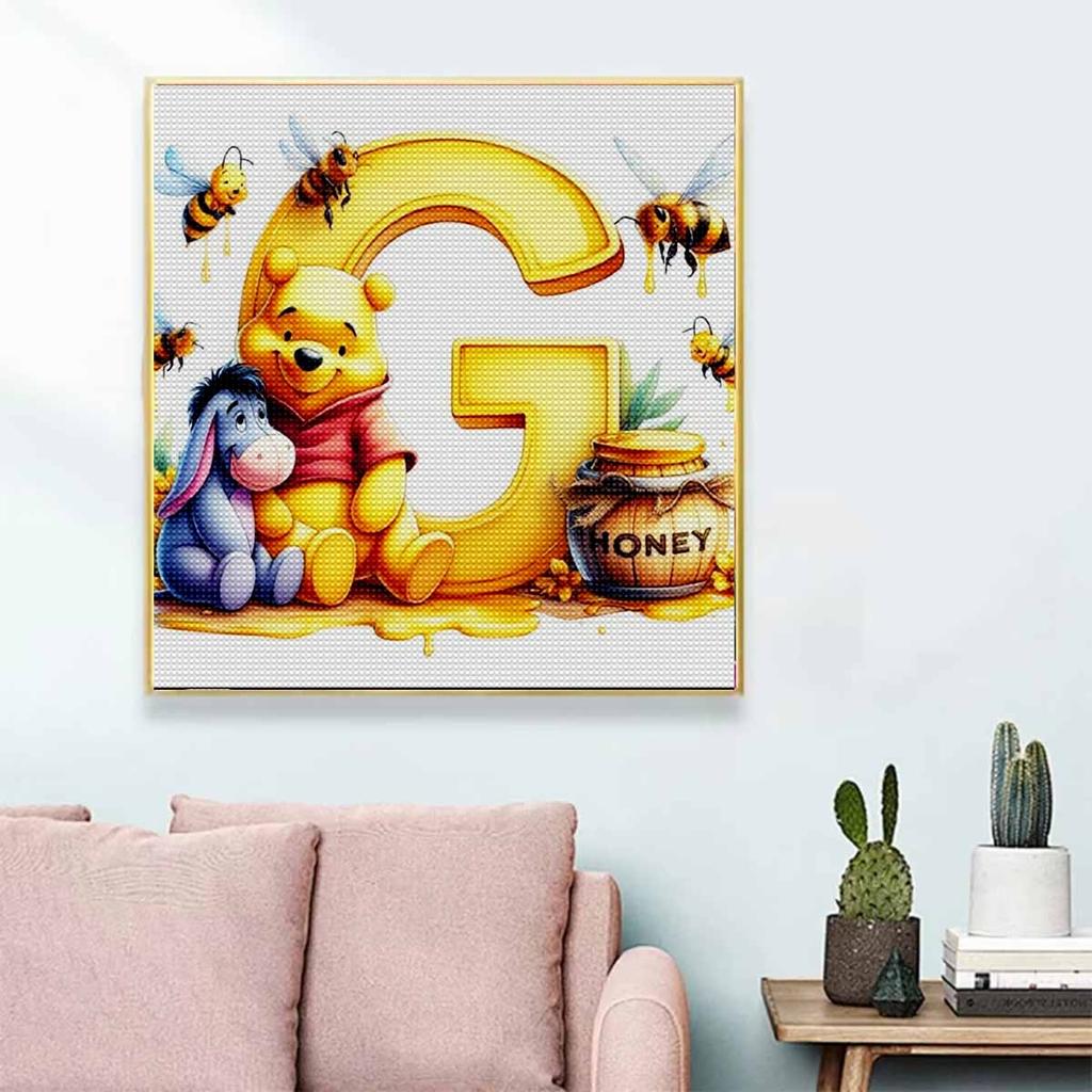 DIY Diamond Painting Round Diamond The Letters "G" In Vini and Eeyore Full Diamond Mosaic Home Decoration Painting Cross Stitch Kit