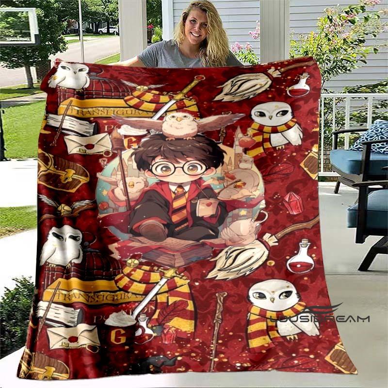 Cute & Kawaii-Style 3D Printed Blanket — Harry Potter Theme: Warm and Cozy Flannel Throw. Perfect for Bedrooms, Sofas, Beds, Sea