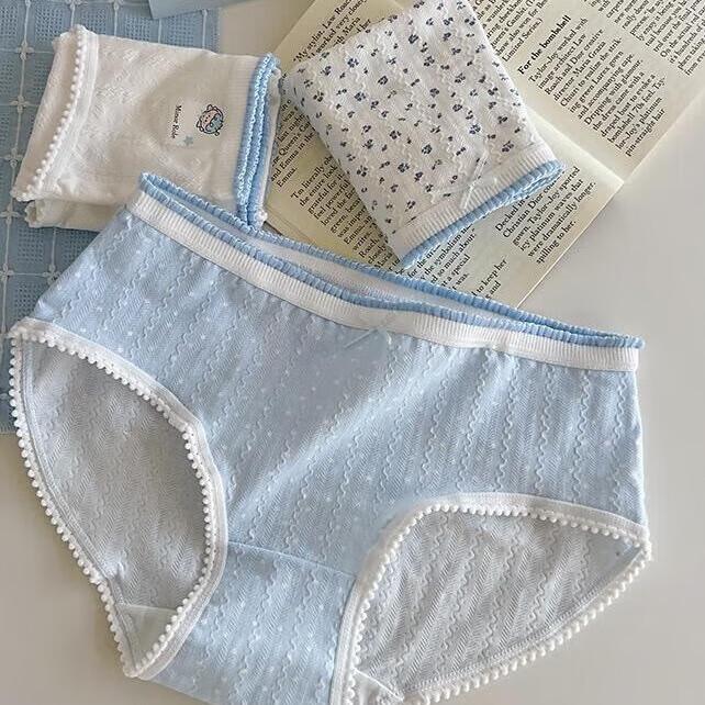 Neixiaoban Women's 5-Pack Pure Cotton Antibacterial Crotch Breathable Mid-Waist Triangle Underwear XL
