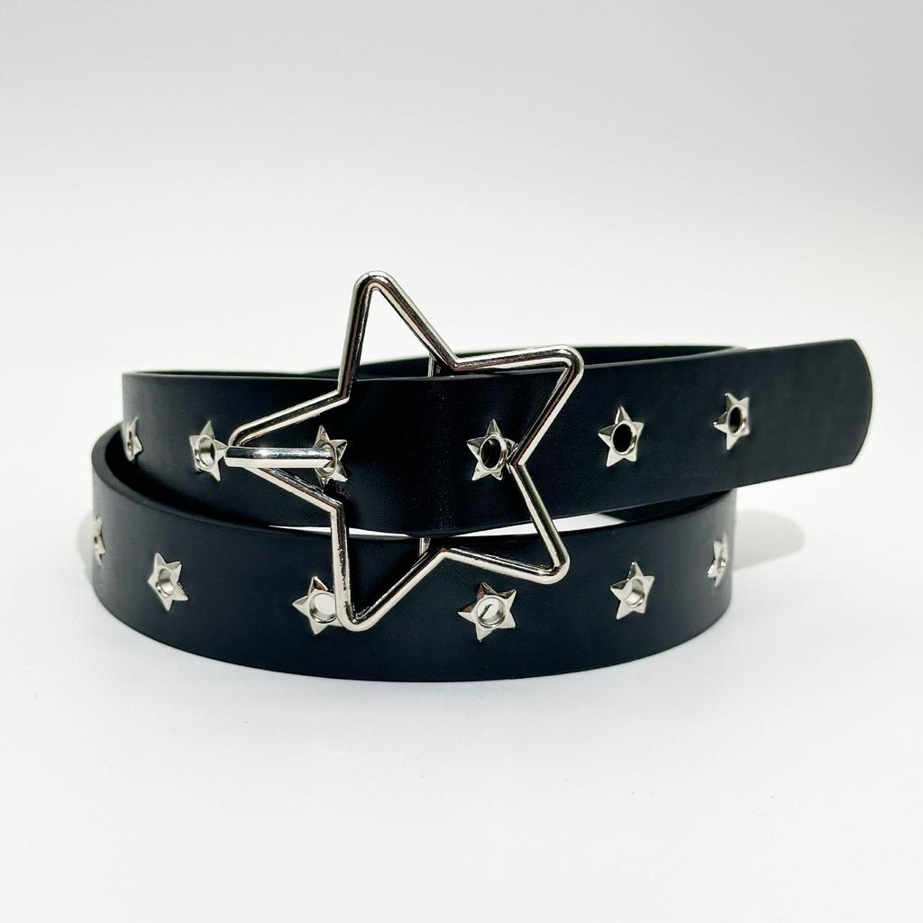 Punk Style Star Buckle Decorative Belt with Multiple Holes, Small Star Shaped Eyes, Multifunctional Belt, Suitable for Fashionab