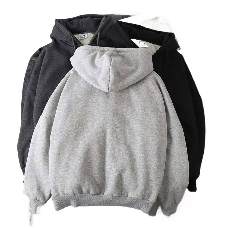 2024 Unisex Plush Thick Hooded Zipper Cardigan: All-Match Korean Style Jacket for Autumn and Winter