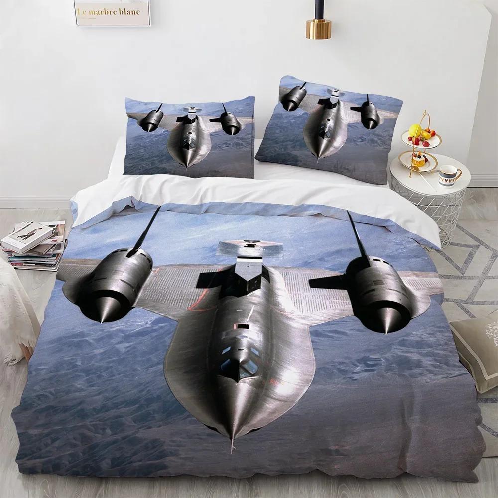 3D Fashion Plane King Queen Duvet Cover Aircraft Theme Bedding Set Kids Boys Men Sunset Airplane Polyester Comforter Cover